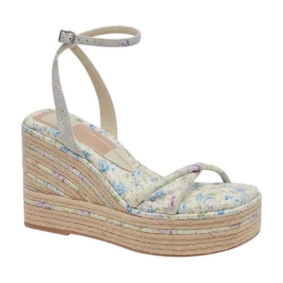 Dolce Vita Blue Floral Elvia Strappy Platform Wedge Sandals Womens 9.5 - Picture 1 of 8